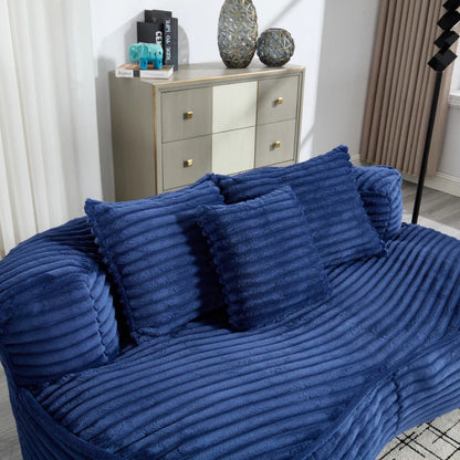 Bean Bag Sofa Lazy Sofa Durable Comfort Lounger High Back Chair for Adults and Kids, Indoor & Outdoor, Navy Corduroy-海智集-Default-