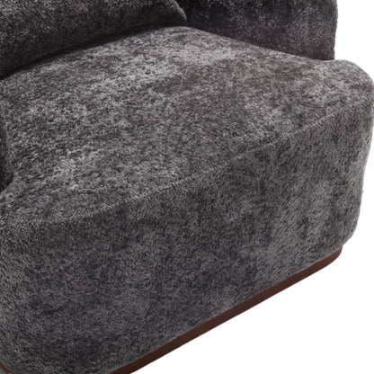 Comfy Round Accent Sofa Chair 360 Degree Swivel Barrel Club Chair, Gray Chenille Upholstery, 31.5 for Living Room, Nursery, Office-海智集-Default-