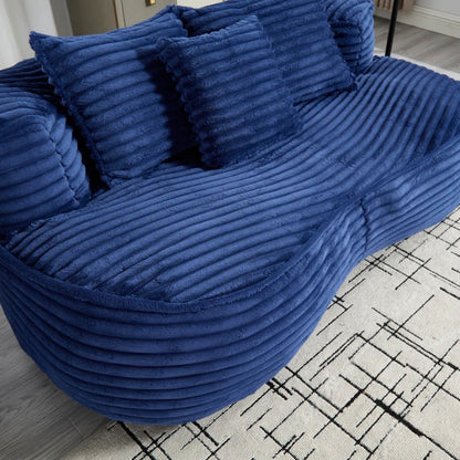 Bean Bag Sofa Lazy Sofa Durable Comfort Lounger High Back Chair for Adults and Kids, Indoor & Outdoor, Navy Corduroy-海智集-Default-