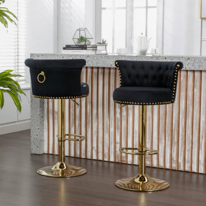 COOLMORE Swivel Bar Stools Set of 2 Adjustable Counter Height Chairs with Footrest for Kitchen, Dining Room 2PC/SET-海智集-Default-