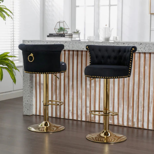 COOLMORE Swivel Bar Stools Set of 2 Adjustable Counter Height Chairs with Footrest for Kitchen, Dining Room 2PC/SET-海智集-Default-