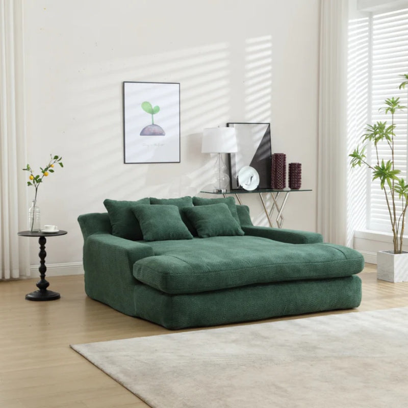 COOLMORE Chenille 2-seater lazy sofa With 5 back pillows,Comfy Sofa- Deep Seat Couch for Living Room,Club (Emerald)-海智集-Default-