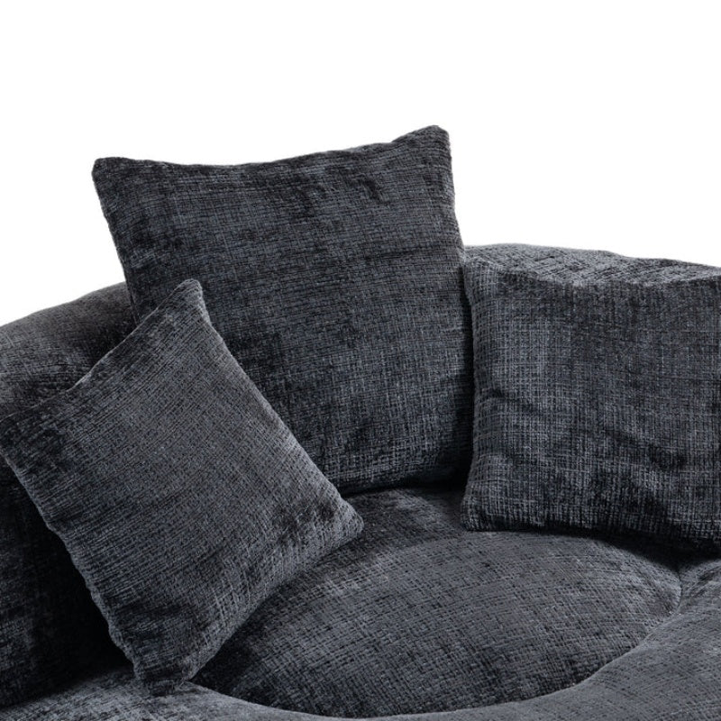 Lazy Sofa Durable Comfort Lounger High Back Bean Bag Chair Couch with Three Pillows, Black Chenille, 42.52 x 42.52 x 20.47 inches-海智集-Default-