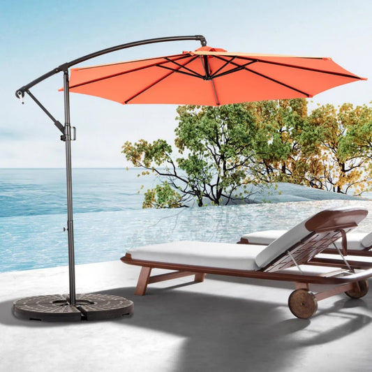 Best Choice Products 10ft Offset Hanging Market Patio Umbrella w/Easy Tilt Adjustment, Polyester Shade, 8 Ribs for Backyard, Poolside - (orange )(No Base)-海智集-Default-