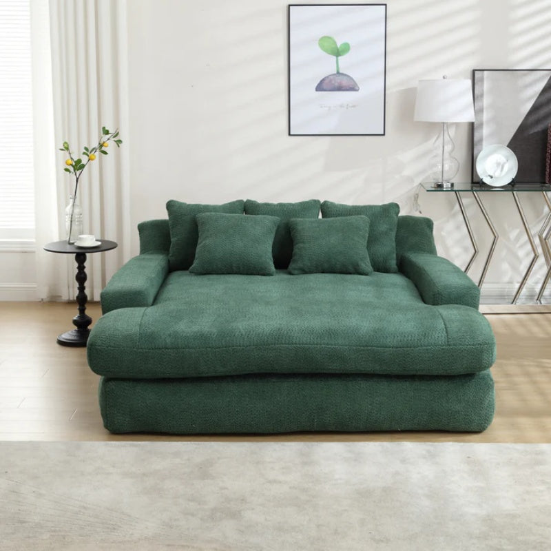 COOLMORE Chenille 2-seater lazy sofa With 5 back pillows,Comfy Sofa- Deep Seat Couch for Living Room,Club (Emerald)-海智集-Default-