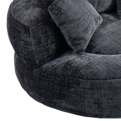Lazy Sofa Durable Comfort Lounger High Back Bean Bag Chair Couch with Three Pillows, Black Chenille, 42.52 x 42.52 x 20.47 inches-海智集-Default-