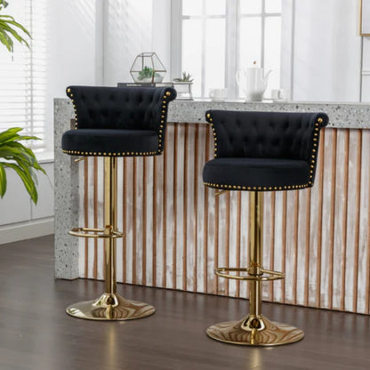 COOLMORE Swivel Bar Stools Set of 2 Adjustable Counter Height Chairs with Footrest for Kitchen, Dining Room 2PC/SET-海智集-Default-