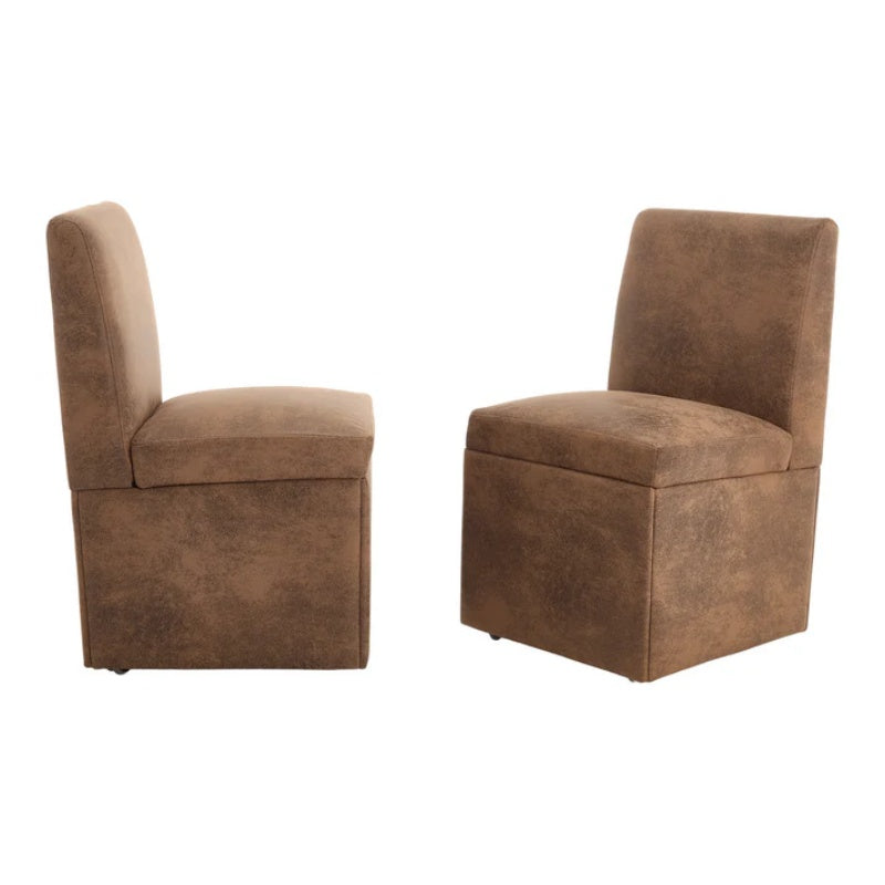COOLMORE 360 Degree Swivel Upholstered Dining Chairs Set of 2 Swivel Dining Room Chairs Kitchen Chairs Casters & Storage Comfy Modern Rolling Chair for Living Room Fabric Armless Chair-海智集-Default-
