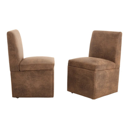 COOLMORE 360 Degree Swivel Upholstered Dining Chairs Set of 2 Swivel Dining Room Chairs Kitchen Chairs Casters & Storage Comfy Modern Rolling Chair for Living Room Fabric Armless Chair-海智集-Default-