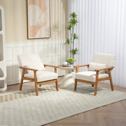Leisure Chair with Solid Wood Armrest and Feet, Leisure chair, wood frame, velvet, solid rubber wood legs, Mid-Century Modern Accent chair, for Living Room Bedroom Studio chair,Two packs-海智集-Default-
