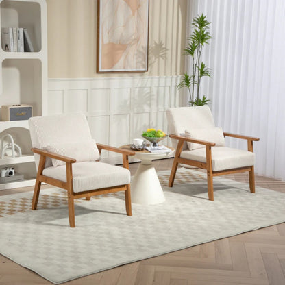 Leisure Chair with Solid Wood Armrest and Feet, Leisure chair, wood frame, velvet, solid rubber wood legs, Mid-Century Modern Accent chair, for Living Room Bedroom Studio chair,Two packs-海智集-Default-