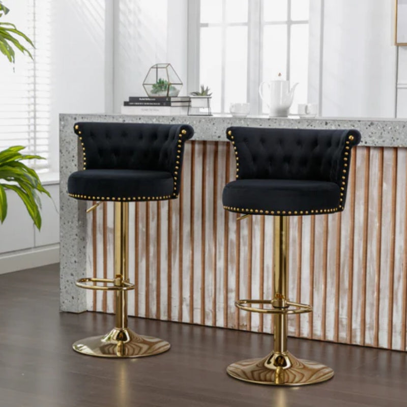 COOLMORE Swivel Bar Stools Set of 2 Adjustable Counter Height Chairs with Footrest for Kitchen, Dining Room 2PC/SET-海智集-Default-