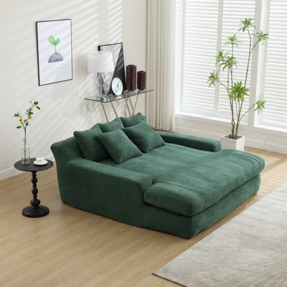 COOLMORE Chenille 2-seater lazy sofa With 5 back pillows,Comfy Sofa- Deep Seat Couch for Living Room,Club (Emerald)-海智集-Default-