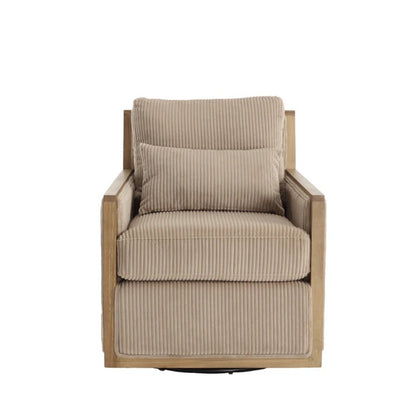 Corduroy Swivel Barrel Chair Comfy Accent Sofa Chair 360 Degree Swivel Camel Hardwood and Metal Frame 26.77x33.46x30.71-海智集-Default-