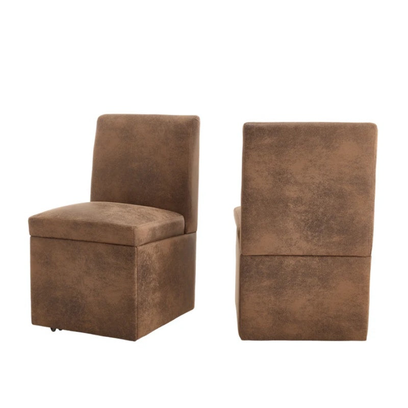 COOLMORE 360 Degree Swivel Upholstered Dining Chairs Set of 2 Swivel Dining Room Chairs Kitchen Chairs Casters & Storage Comfy Modern Rolling Chair for Living Room Fabric Armless Chair-海智集-Default-