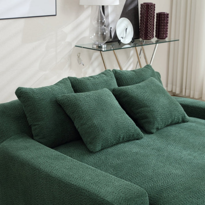 COOLMORE Chenille 2-seater lazy sofa With 5 back pillows,Comfy Sofa- Deep Seat Couch for Living Room,Club (Emerald)-海智集-Default-