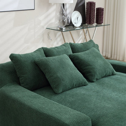 COOLMORE Chenille 2-seater lazy sofa With 5 back pillows,Comfy Sofa- Deep Seat Couch for Living Room,Club (Emerald)-海智集-Default-