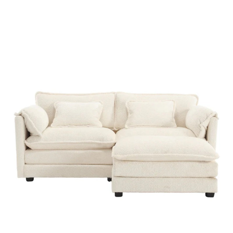UNITED WE WIN Chenille fabric, removable armrests with side pockets, high density sponge filling, oversized double sofa with footstool-海智集-Default-