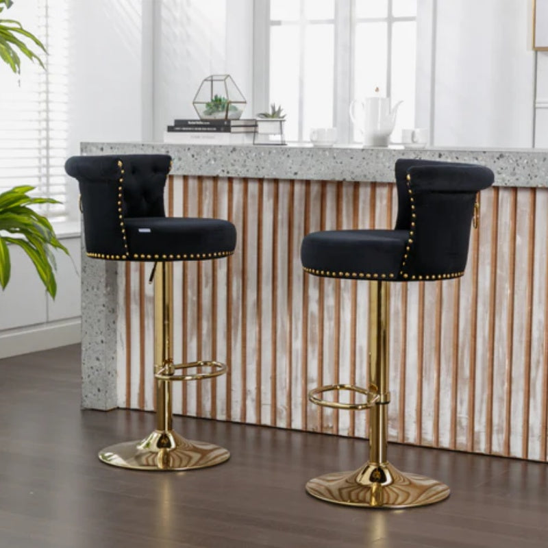 COOLMORE Swivel Bar Stools Set of 2 Adjustable Counter Height Chairs with Footrest for Kitchen, Dining Room 2PC/SET-海智集-Default-