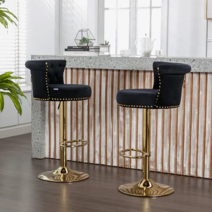 COOLMORE Swivel Bar Stools Set of 2 Adjustable Counter Height Chairs with Footrest for Kitchen, Dining Room 2PC/SET-海智集-Default-