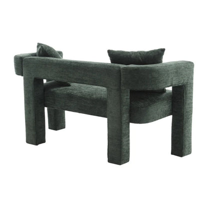 Modern Chenille Loveseat Sofa, Comfy Upholstered 2-Seater, Emerald, Small Accent Couch for Living Room or Bedroom-海智集-Default-