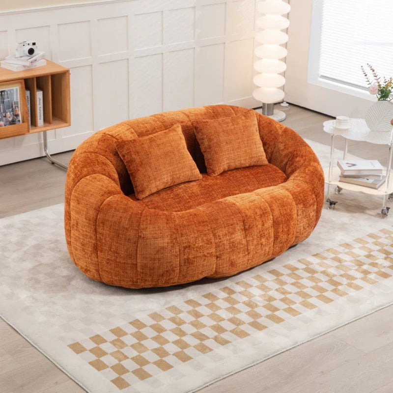 Durable Comfort High Back Bean Bag Sofa Lounger for Adults and Kids, Indoor & Outdoor, Orange Chenille-海智集-Default-