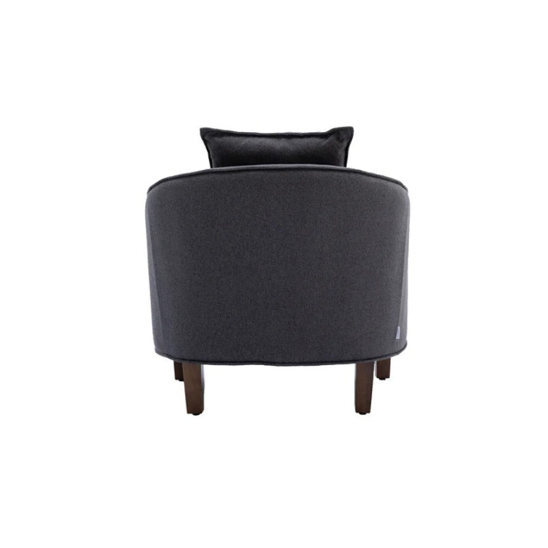 COOLMORE Accent Chair with Ottoman, Mid Century Modern Barrel Chair Upholstered Club Tub Round Arms Chair for Living Room-海智集-Default-