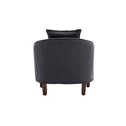 COOLMORE Accent Chair with Ottoman, Mid Century Modern Barrel Chair Upholstered Club Tub Round Arms Chair for Living Room-海智集-Default-
