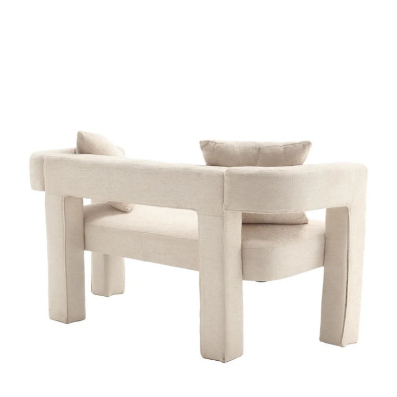 Modern Chenille Loveseat Sofa, Comfy Upholstered 2-Seater Sofa, Beige Chenille Fabric, 51.18'' H x 23.62'' W x 25.59'' D-海智集-Default-