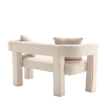 Modern Chenille Loveseat Sofa, Comfy Upholstered 2-Seater Sofa, Beige Chenille Fabric, 51.18'' H x 23.62'' W x 25.59'' D-海智集-Default-