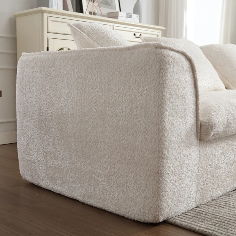 COOLMORE Boucle Sofa 3 Seater for Living Room Oversized Comfy Sofa unique double seat and corner construction for Apartment, Office Right Hand Facing (Beige)-海智集-Default-