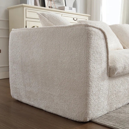COOLMORE Boucle Sofa 3 Seater for Living Room Oversized Comfy Sofa unique double seat and corner construction for Apartment, Office Right Hand Facing (Beige)-海智集-Default-
