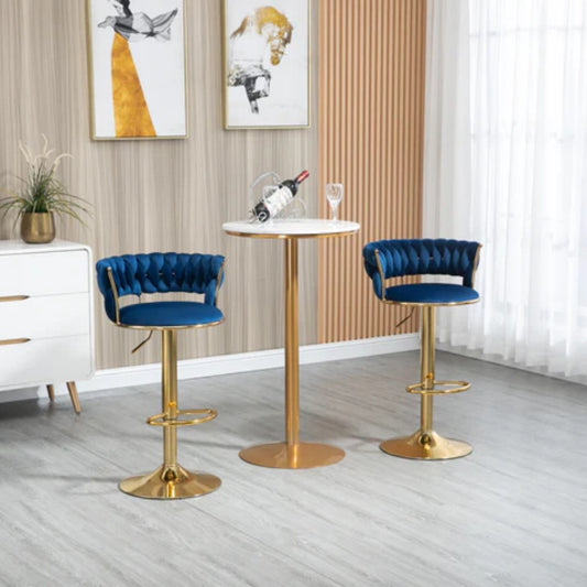 COOLMORE Swivel Bar Stools Set of 2 Adjustable Counter Height Chairs with Footrest for Kitchen, Dining Room 2PC/SET-海智集-Default-