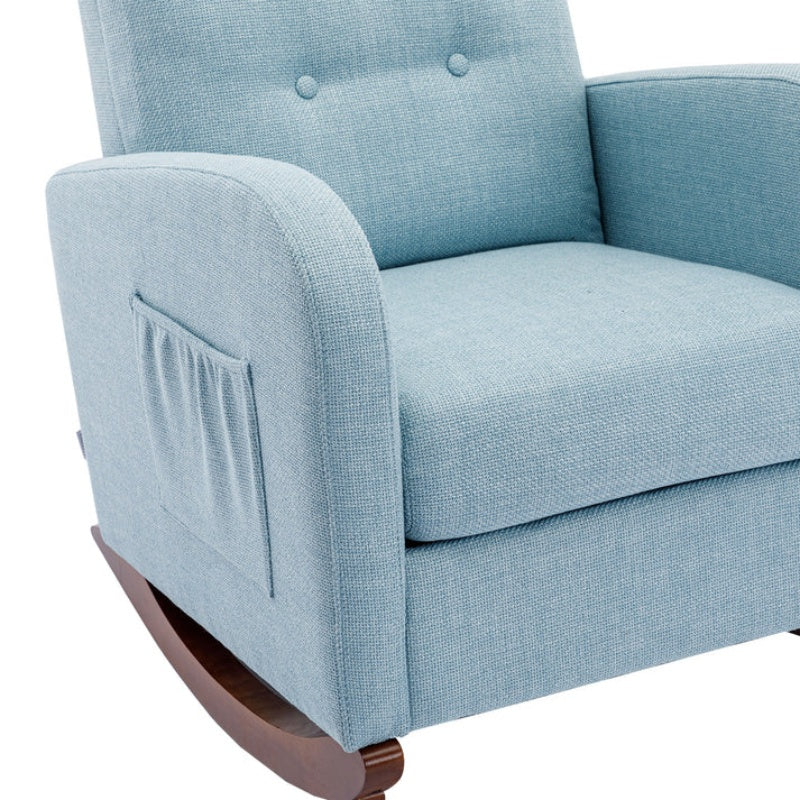 High Back Rocking Chair Nursery Chair .Comfortable Rocker Fabric Padded Seat .Modern High Back Armchair-海智集-Default-