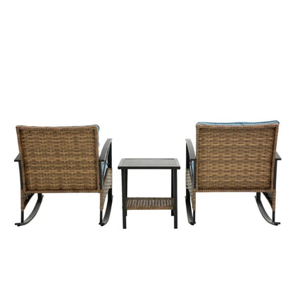 3pcs rocking rattan set wholesale leisure chair outdoor rattan rocking chair set grey-海智集-Default-