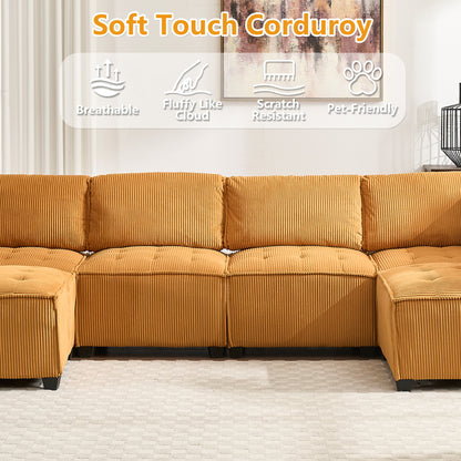 UNITED WE WIN Modular Sectional Sofa U Shaped Modular Couch with Reversible Chaise Modular Sofa Sectional Couch,6- Seat Convertible Sofa,Fit for Living Room-海智集-Default-