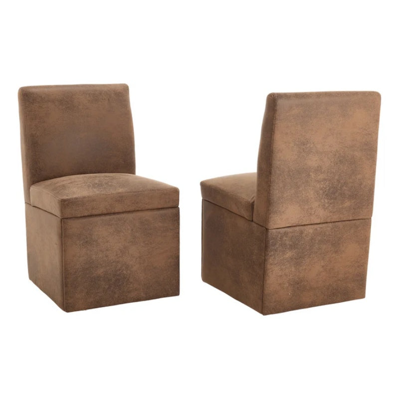 COOLMORE 360 Degree Swivel Upholstered Dining Chairs Set of 2 Swivel Dining Room Chairs Kitchen Chairs Casters & Storage Comfy Modern Rolling Chair for Living Room Fabric Armless Chair-海智集-Default-
