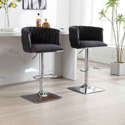 COOLMORE Vintage Bar Stools with Back and Footrest Counter Height Dining Chairs 2PC/SET-海智集-Default-