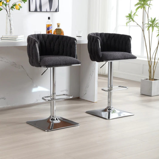 COOLMORE Vintage Bar Stools with Back and Footrest Counter Height Dining Chairs 2PC/SET-海智集-Default-