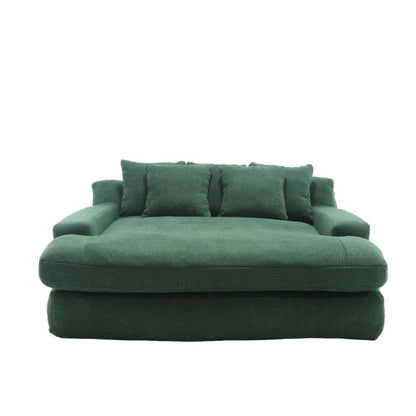COOLMORE Chenille 2-seater lazy sofa With 5 back pillows,Comfy Sofa- Deep Seat Couch for Living Room,Club (Emerald)-海智集-Default-