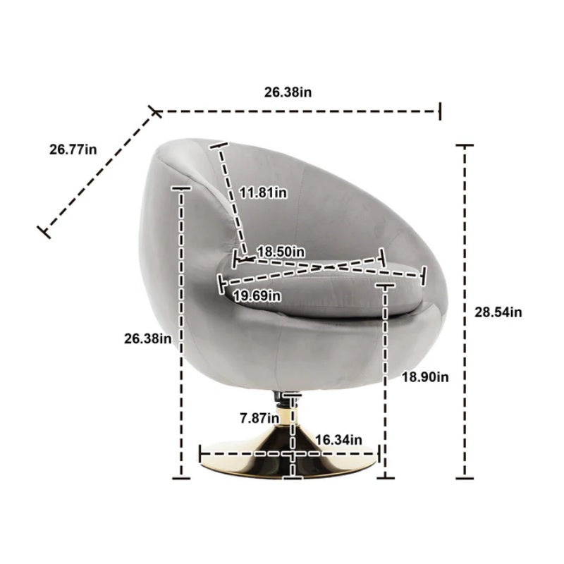 360 Degree Swivel Cuddle Barrel Accent Chairs, Round Armchairs with Wide Upholstered, Fluffy Fabric Chair for Living Room, Bedroom, Office, Waiting Rooms-海智集-Default-
