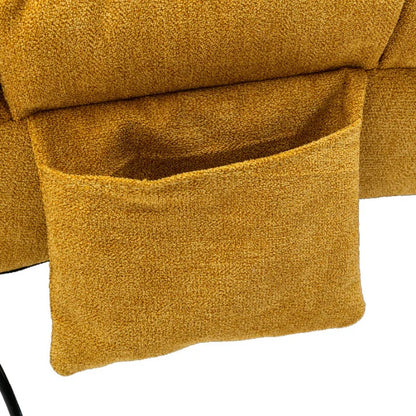 Ergonomic Linen Massage Chaise Lounge with Remote Control, Mustard Color, 5 Modes for Office, Living Room, Bedroom-海智集-Default-