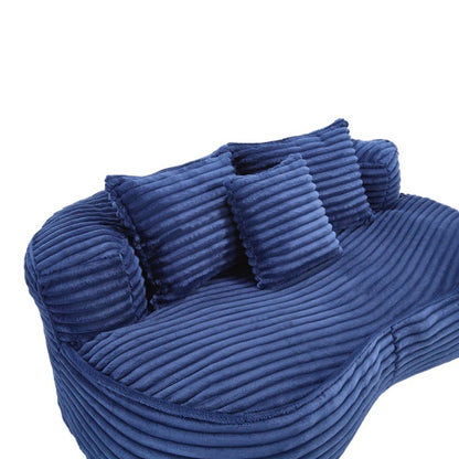 Bean Bag Sofa Lazy Sofa Durable Comfort Lounger High Back Chair for Adults and Kids, Indoor & Outdoor, Navy Corduroy-海智集-Default-