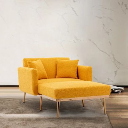COOLMORE fashionable and classic style chaise lounge chair / accent chair for Living Room, bedroom (Mustard Teddy)-海智集-Default-
