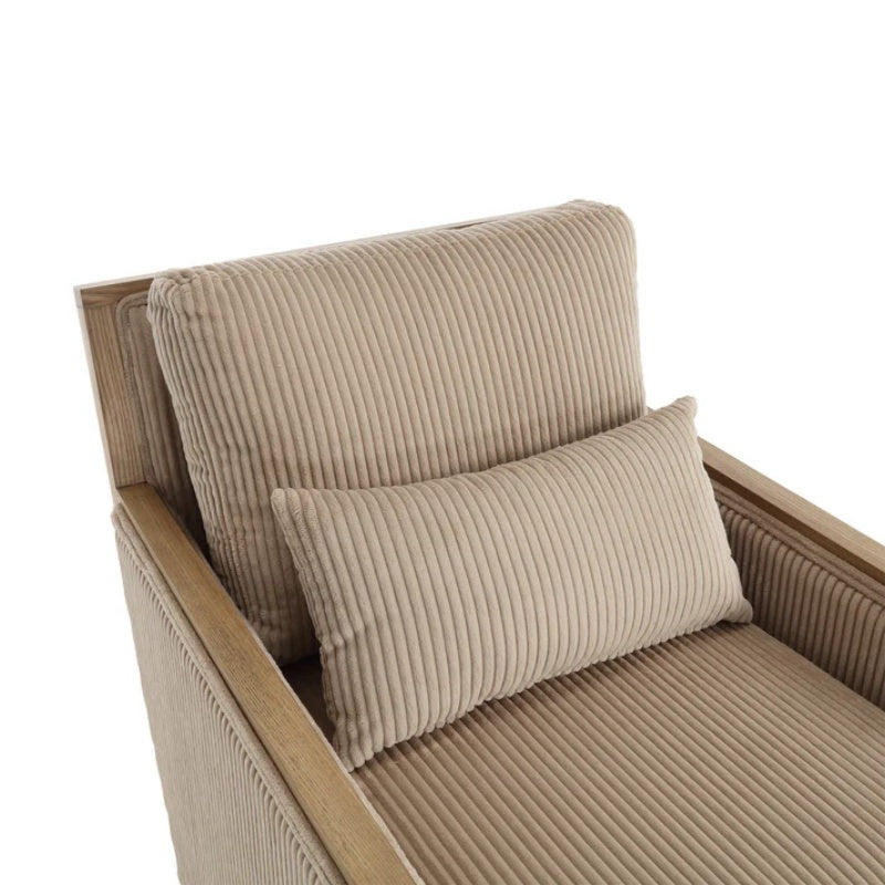 Corduroy Swivel Barrel Chair Comfy Accent Sofa Chair 360 Degree Swivel Camel Hardwood and Metal Frame 26.77x33.46x30.71-海智集-Default-