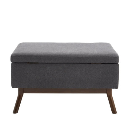 Mid-century modern square coffee table storage bench, assembled, suitable for living room, entryway and family room, used as a coffee table, stirrups, shoe bench-海智集-Default-