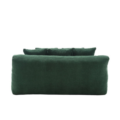 COOLMORE Chenille 2-seater lazy sofa With 5 back pillows,Comfy Sofa- Deep Seat Couch for Living Room,Club (Emerald)-海智集-Default-