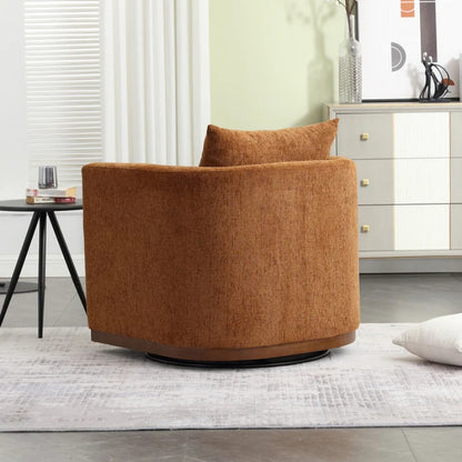 COOLMORE Swivel Barrel Chair, Comfy Round Accent Sofa Chair for Living Room, 360 Degree Swivel Barrel Club Chair, Leisure Arm Chair for Nursery, Hotel, Bedroom, Office, Lounge (Brown Chenille)-海智集-Default-