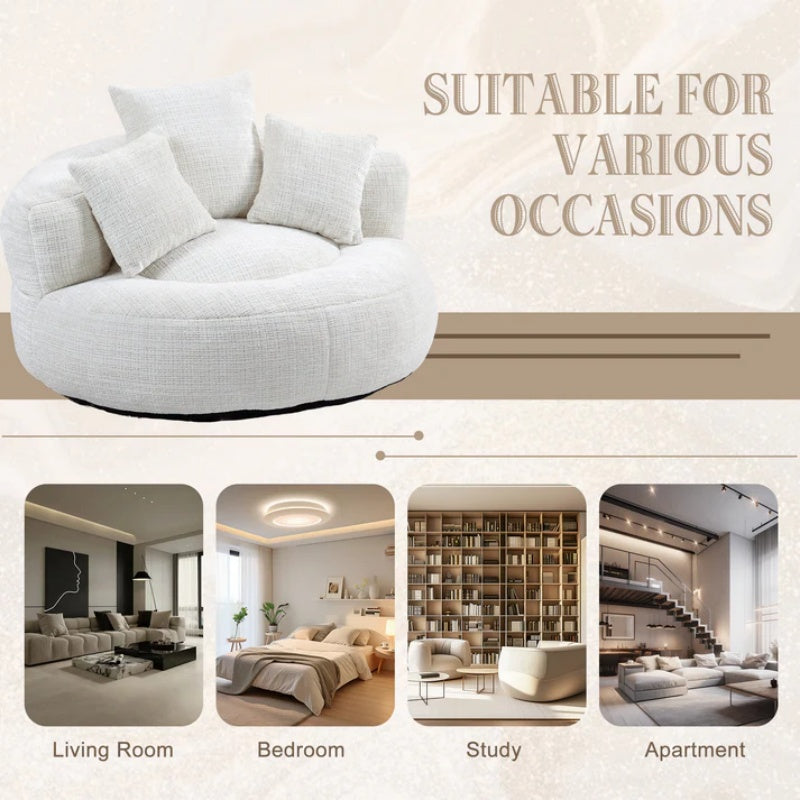 Lazy Sofa Durable Comfort Lounger High Back Bean Bag Chair Couch With Three Pillows for Adults and Kids, Indoor & Outdoor, Single Gaming Sofa Chair For Bedroom,Office (Beige Chenille)-海智集-Default-