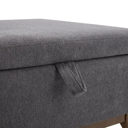 Mid-century modern square coffee table storage bench, assembled, suitable for living room, entryway and family room, used as a coffee table, stirrups, shoe bench-海智集-Default-